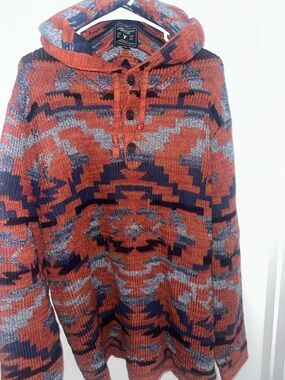 American Eagle Rust Patterned Hooded Men's Sweater